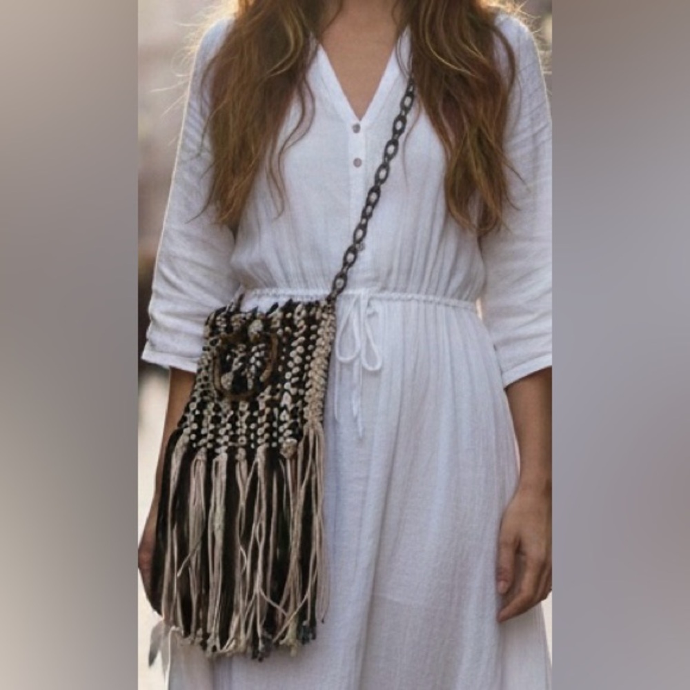 Hippie Chic Fringed Macrame Crossbody